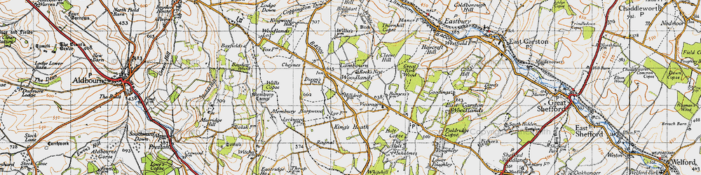 Old map of Lambourn Woodlands in 1947
