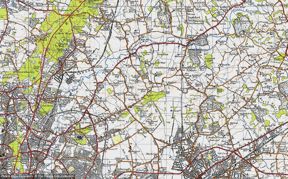 Old Map of Historic Map covering Billingsbourne in 1946