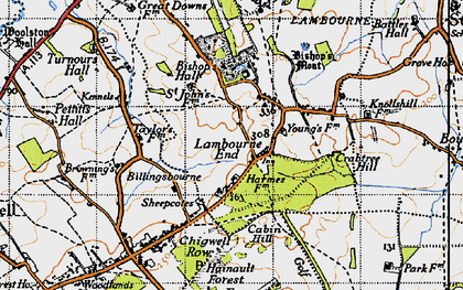 Old map of Billingsbourne in 1946