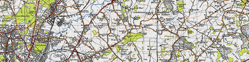 Old map of Lambourne End in 1946