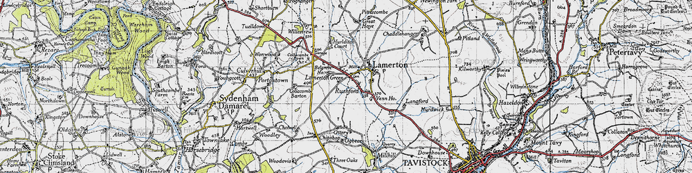 Old map of Lamerton in 1946