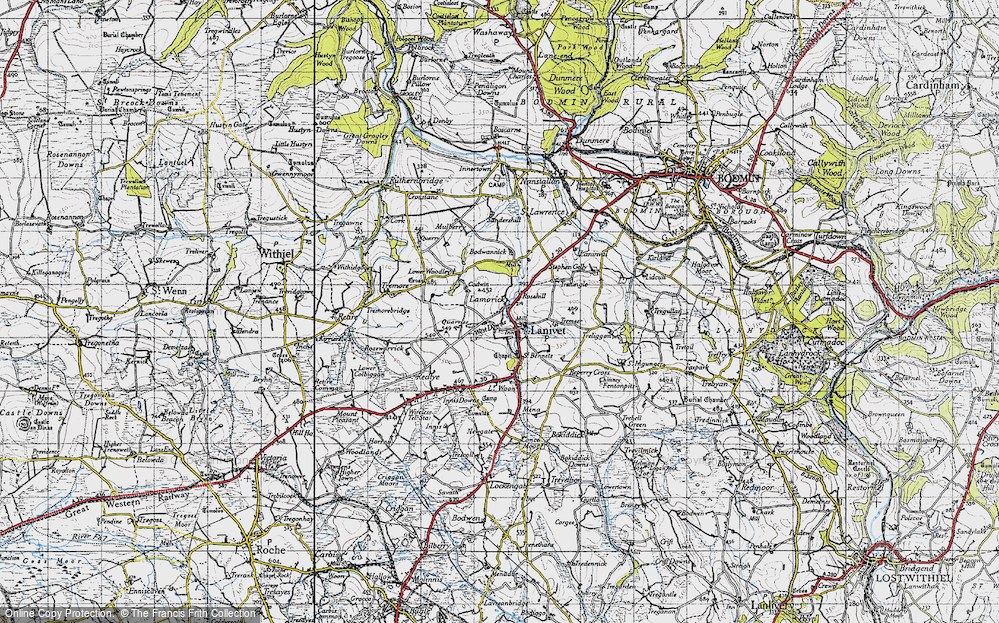 Old Map of Historic Map covering Bodwannick in 1946