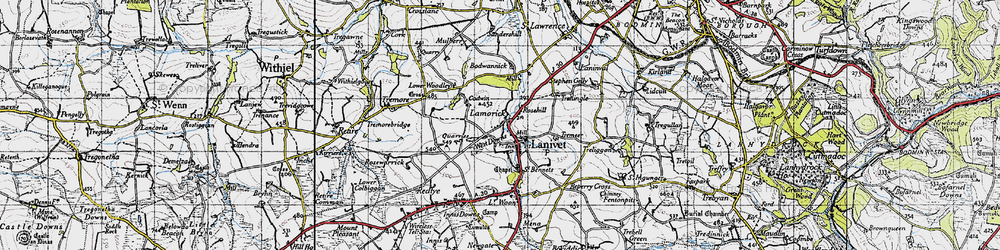 Old map of Bodwannick in 1946