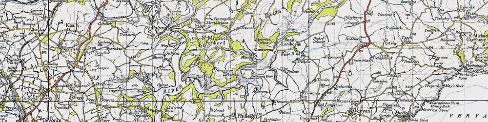 Old map of Lamorran in 1946