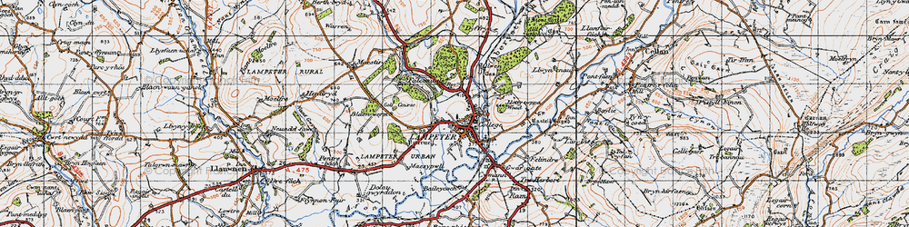 Old map of Lampeter in 1947