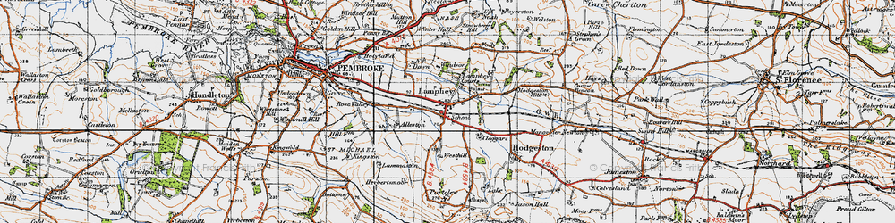 Old map of Lamphey in 1946
