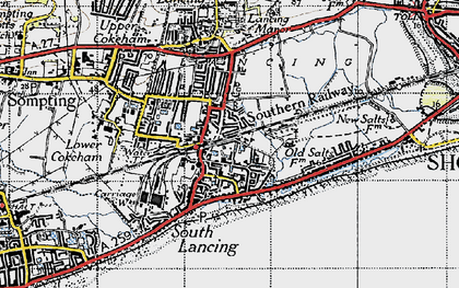 Old map of Lancing in 1940