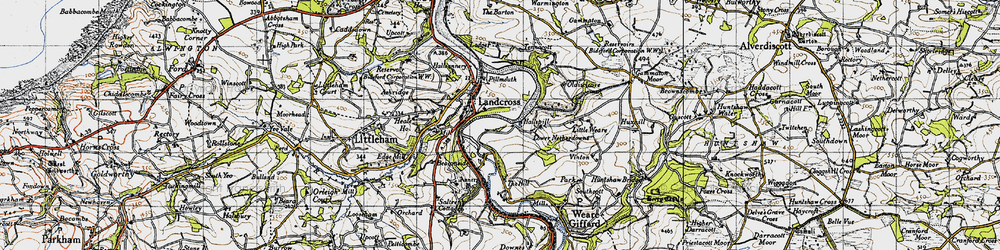 Old map of Landcross in 1946