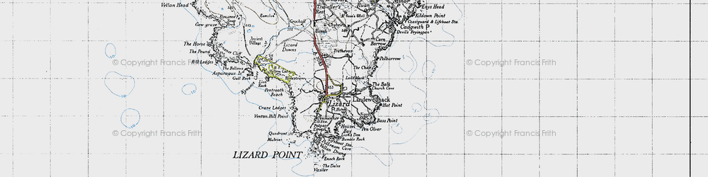 Old map of Landewednack in 1946