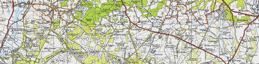 Old map of Landford in 1940