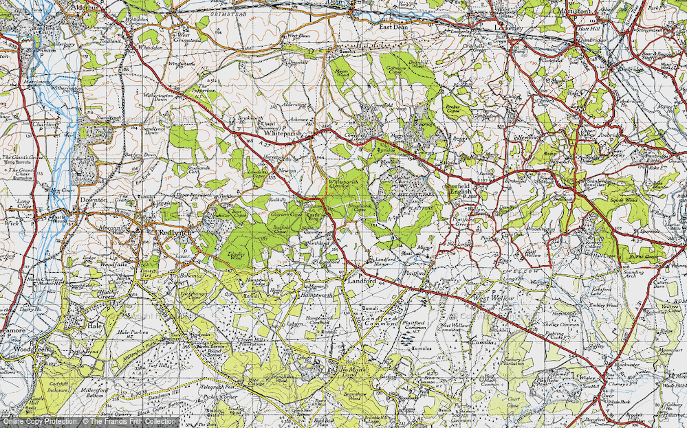 Old Map of Historic Map covering Whiteparish Common in 1940
