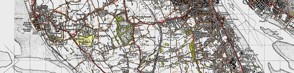 Old map of Landican in 1947