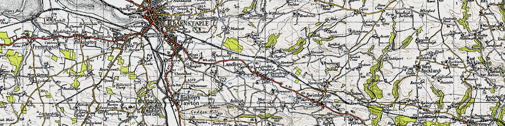 Old map of Acland Barton in 1946