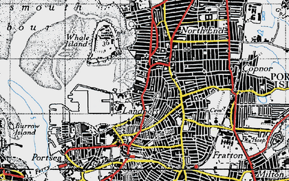 Old map of Landport in 1945