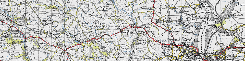 Old map of Landrake in 1946