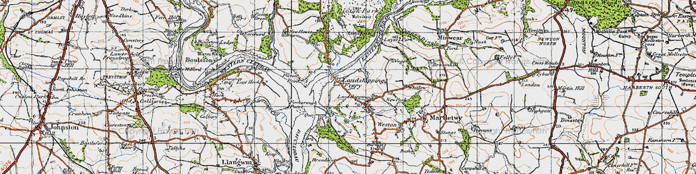 Old map of Landshipping in 1946