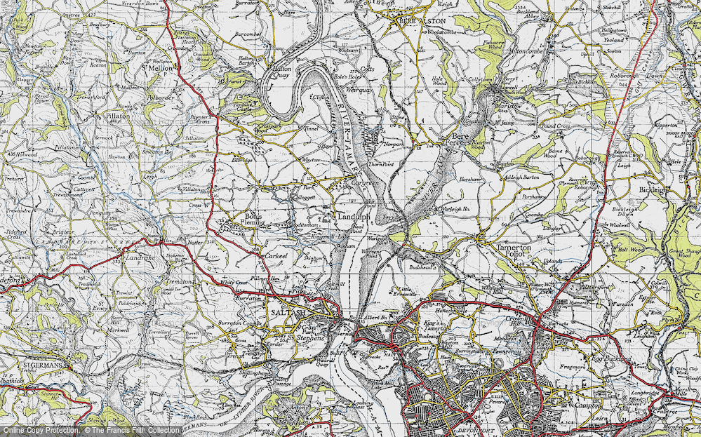 Old Map of Landulph, 1946 in 1946