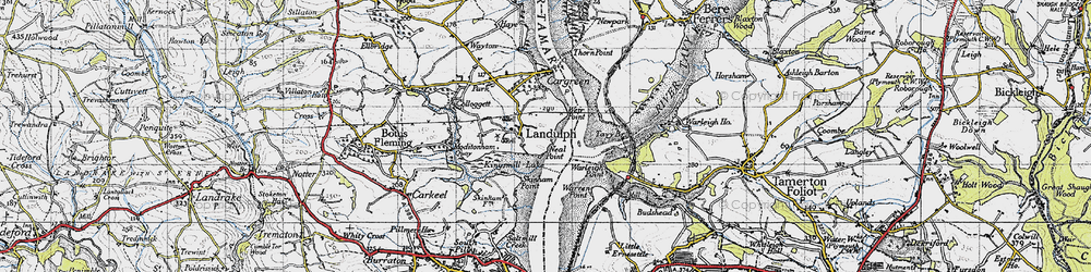 Old map of Landulph in 1946