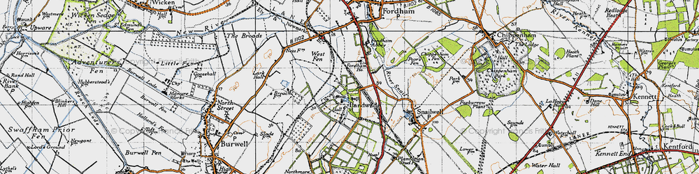 Old map of Landwade in 1946