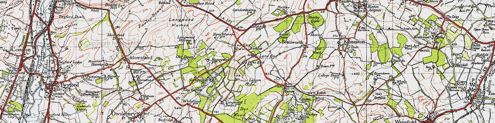 Old map of Lane End Down in 1945