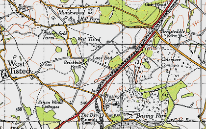 Old map of Basing Park in 1945