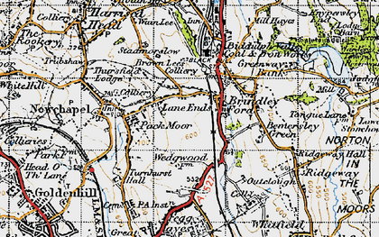 Old map of Brindley Ford in 1947