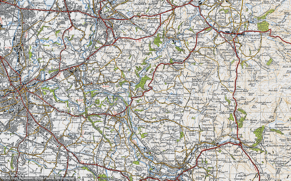 Old Map of Historic Map covering Brown Low in 1947