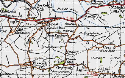Old map of Lane Heads in 1947