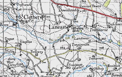 Old map of Laneast in 1946