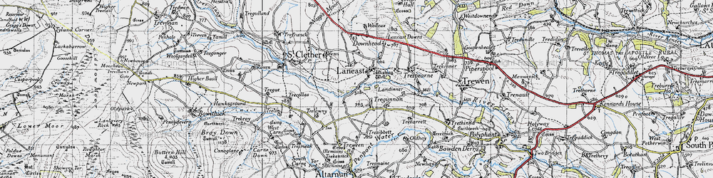 Old map of Laneast in 1946