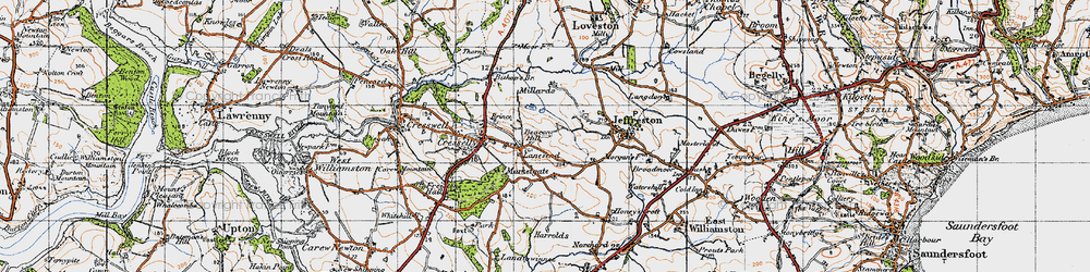 Old map of Lanesend in 1946