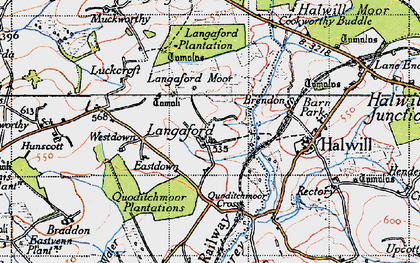 Old map of Langaford in 1946