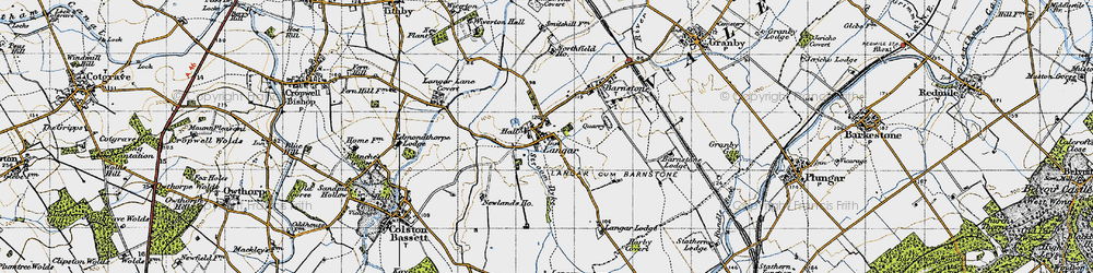 Old map of Langar Grange in 1946
