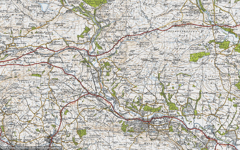 Old Map of Historic Map covering Beamsley Beacon in 1947