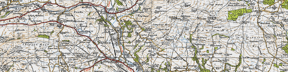 Old map of Langbar Moor in 1947