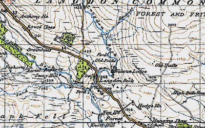 Old map of Langdon Fell in 1947