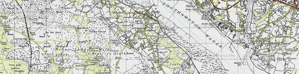 Old map of Langdown in 1945