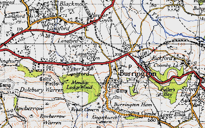 Old map of Langford Green in 1946
