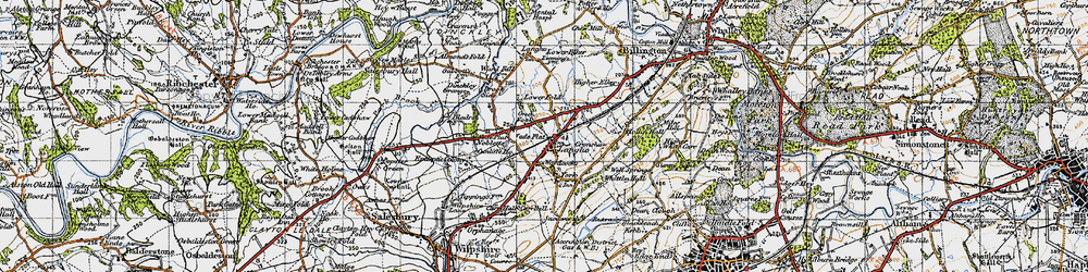 Old map of Langho in 1947