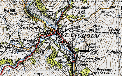 Old map of Langholm in 1947