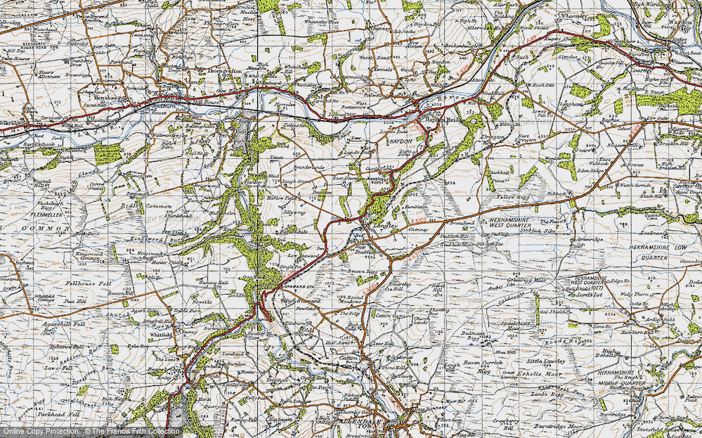 Old Map of Historic Map covering Beacon Rigg in 1947