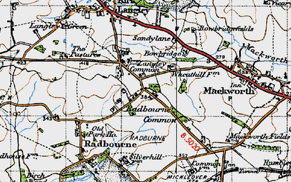 Old map of Langley Common in 1946