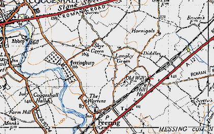 Old map of Langley Green in 1945