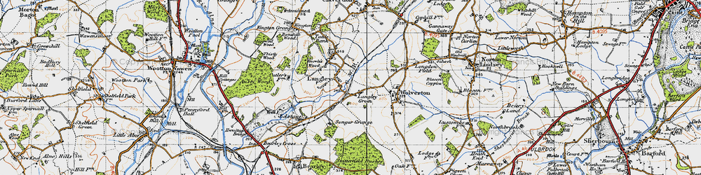 Old map of Langley Green in 1947