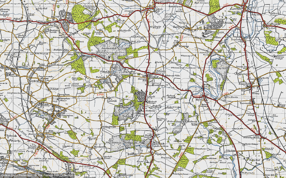Old Map of Langold, 1947 in 1947