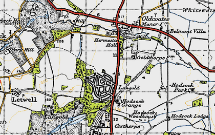 Old map of Langold in 1947