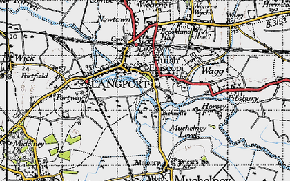 Old map of Langport in 1945