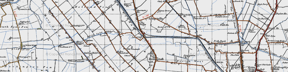 Old map of Langrick Bridge in 1946