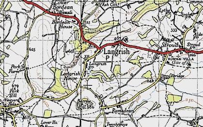 Old map of Langrish Ho in 1945