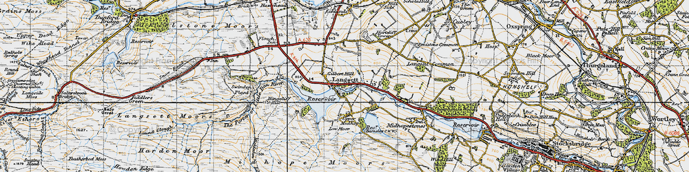 Old map of Langsett in 1947